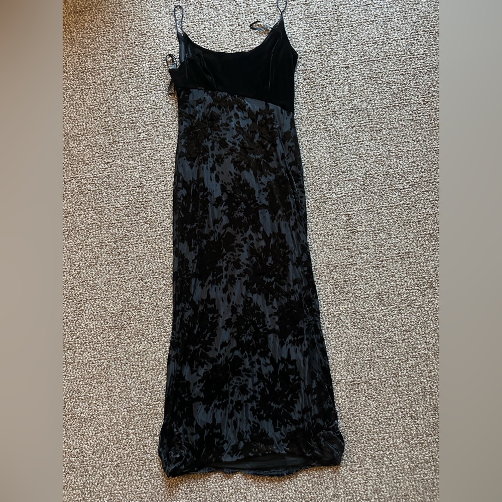 Women's vintage 90s y2k velvet dress asymmetrical long